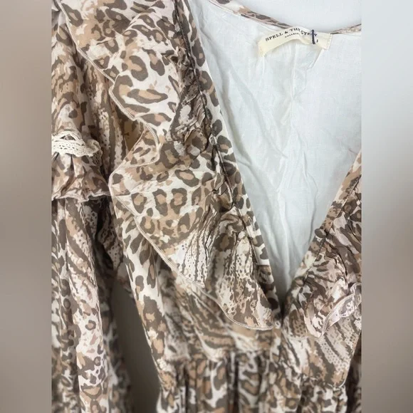 SPELL AND THE GYPSY COLLECTIVE LEOPARD PRINT ADA GOWN NWT SIZE SMALL - Picture 7 of 12